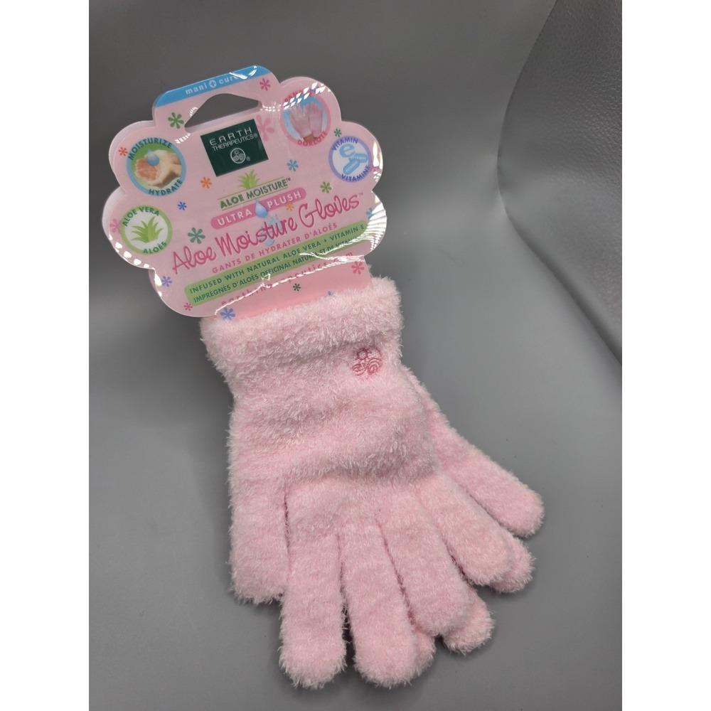Earth Therapeutics Aloe Moisture Ultra Plush Gloves Pink Vitamin E NWT